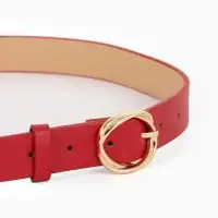 Ремень жен 05-01-01-01, Июнь2510, 2,9*0,3*110 см, без винта, пряж золото, 1 прокол, красный   109031