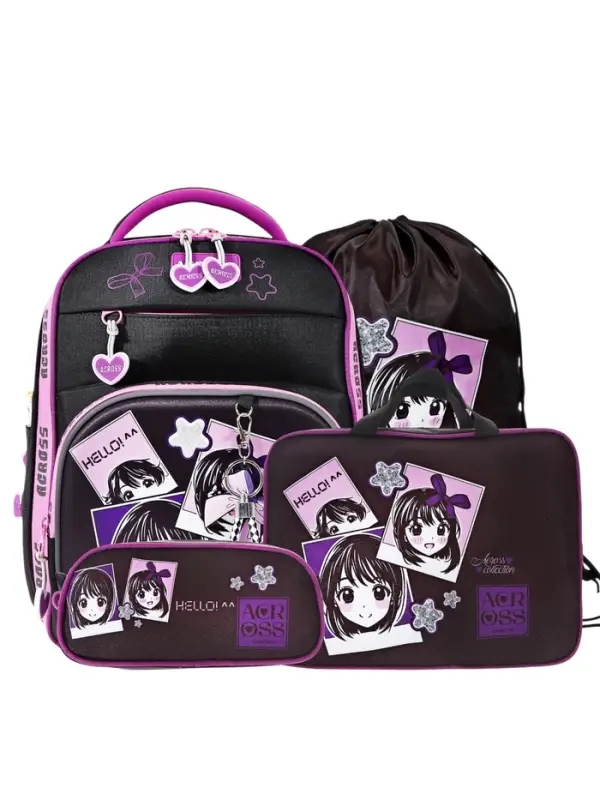 Рюкзак школьный эргоном.спинка Across 194 37*28*12 дев + пен, меш, папка 25-369-7