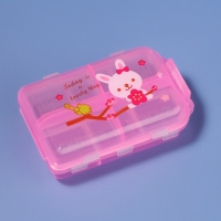 Таблетница, 9,5 &times; 6 &times; 3 см, 10 секций, цвет розовый