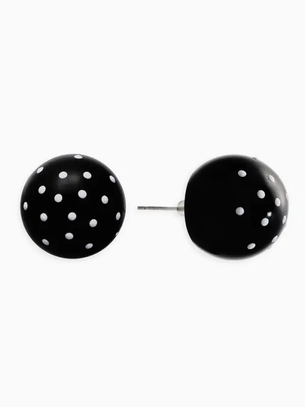 Серьги "Бусина" d=2см, в крапинку, цвет чёрный