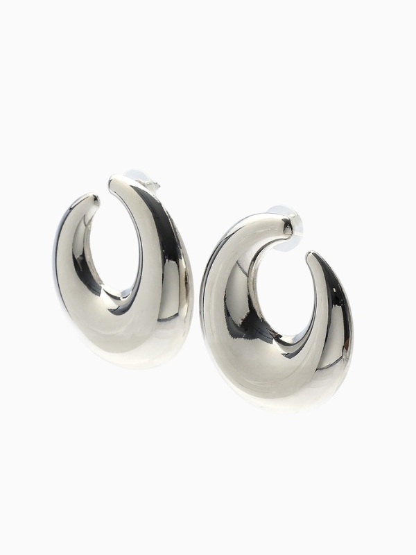 Серьги металл &laquo;Кольца&raquo; полумесяц, цвет серебро