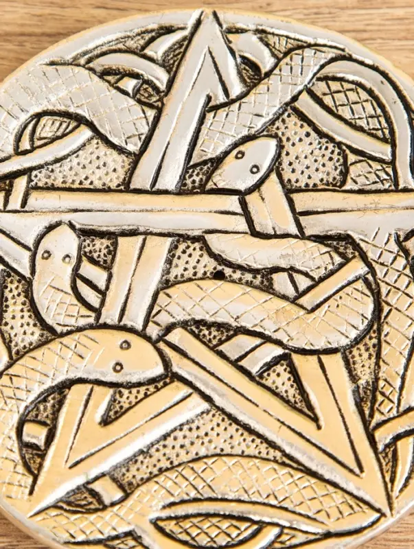 Подставка под благовония "Пентакль и Змеи" алюминий 10,5 см