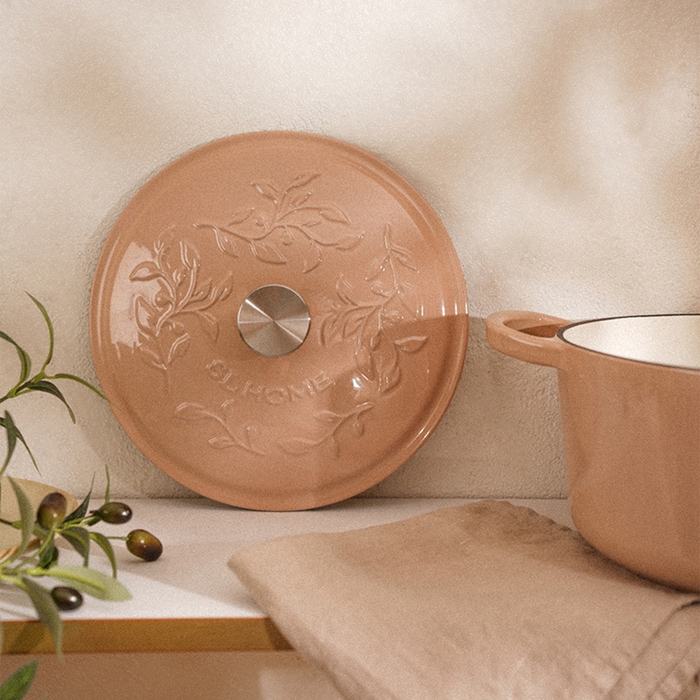 Кастрюля чугунная с эмалированным покрытием SL Home, d=24,5 см, h=11 см, цвет бежевый