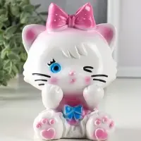 Копилка "Киска с бантом розовым" 17,5х12,5х11,5 см