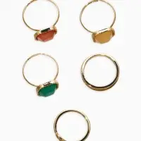 Набор колец 5 шт "Новый стиль" камни, размер МИКС, цветной в золоте