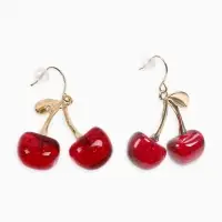 Серьги "Вишенка" блёстка, цвет бордовый в золоте