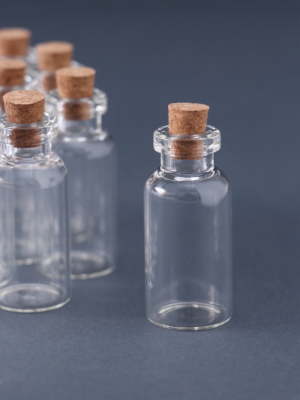 Бутылочка с пробкой, стекло, прозрачная 5 мл набор 12 шт 4х1,8х1,8 см