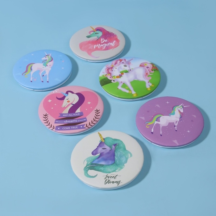 Зеркало складное &laquo;Единорог&raquo;, d = 7,5 см, рисунок МИКС