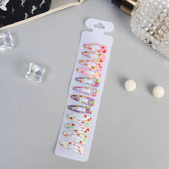 Невидимка для волос &laquo;Камилла&raquo;, набор 12 шт., весна, 3 см, МИКС