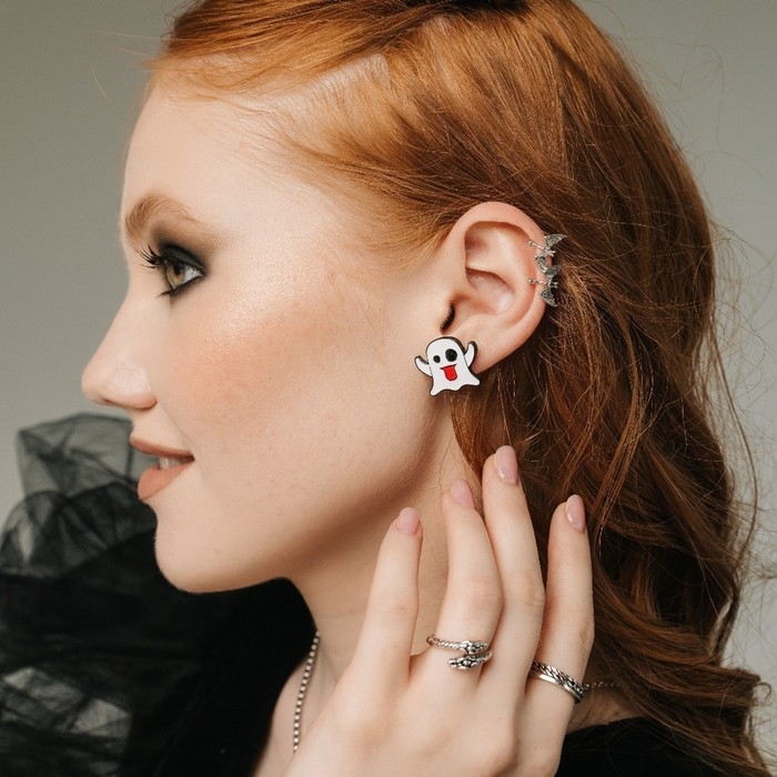 Серьги &laquo;Каффы&raquo; летучая мышь, цвет серебро