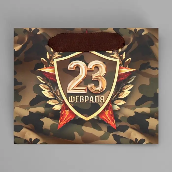 Пакет подарочный ламинированный, упаковка, &laquo;С 23 февраля&raquo;, S 15 х 12 х 5.5 см