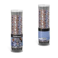 Карандаш чернографитный, ErichKrause &laquo;Tulips&raquo;, HB, грифель d=2.2 мм, с ластиком, дерево, трeхгранный с принтом, в тубусе, микс