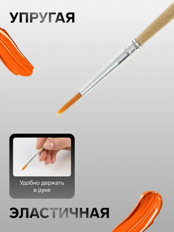 Кисть для рисования, нейлон, № 1, круглая, деревянная ручка, международный размер