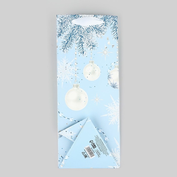 Пакет под бутылку, треугольный &laquo;Счастье&raquo;, 13 х 32 х 11.3 см, Новый год