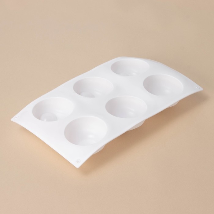 Форма для муссовых десертов и выпечки Доляна &laquo;Десерт с фруктами&raquo;, 30&times;17,5&times;4,5 см, 6 ячеек (d=7 см), цвет белый