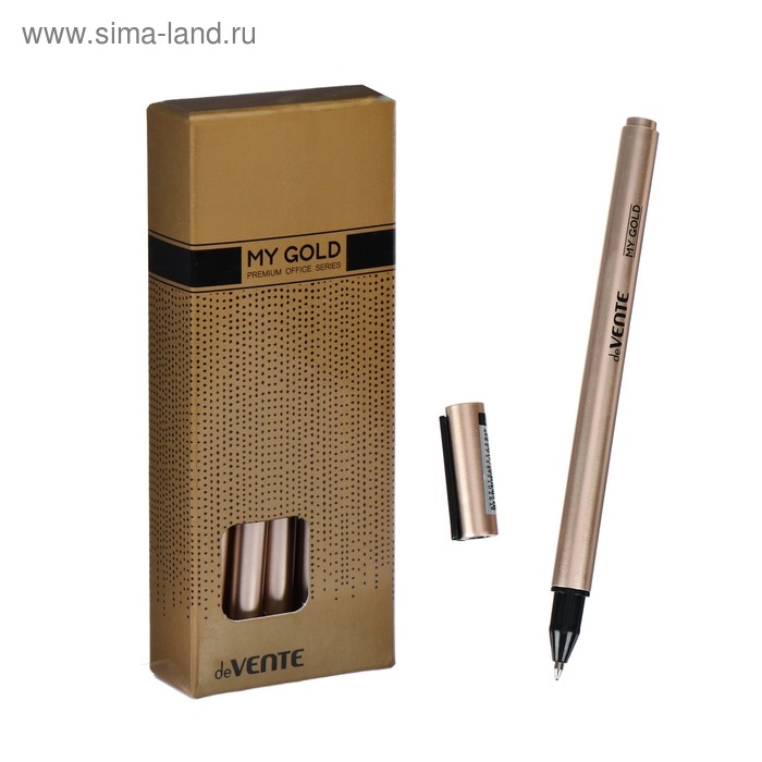 Ручка шариковая deVENTE My Gold 0,7 мм, ультрагладкое письмо, синие чернила, масляная основа, золотой корпус