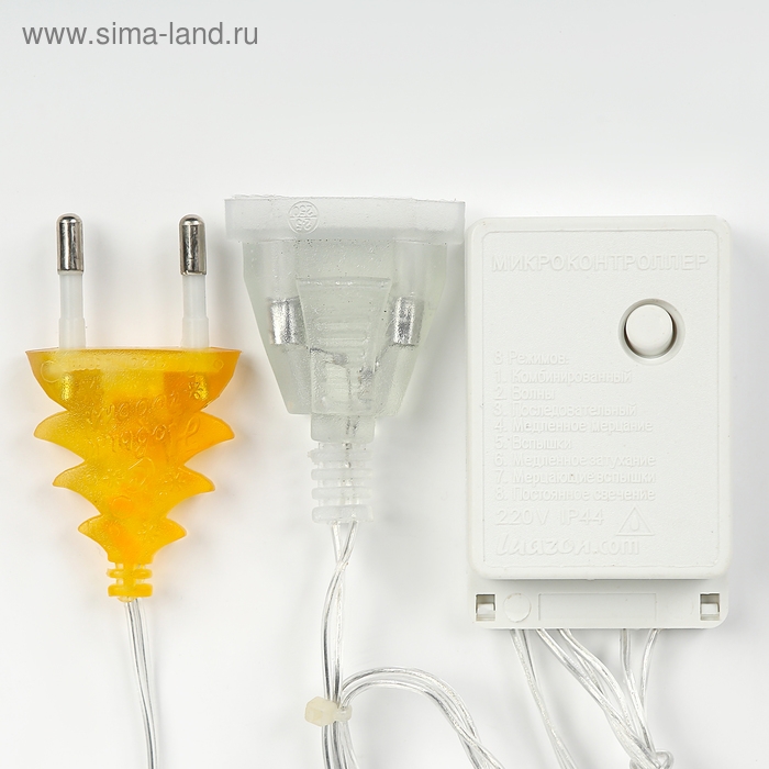 Гирлянда &laquo;Бахрома&raquo; 2.4 &times; 0.9 м с насадками &laquo;Звёзды&raquo;, IP20, прозрачная нить, 138 LED, свечение тёплое белое, 8 режимов, 220 В