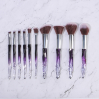 Набор кистей для макияжа &laquo;Luminous&raquo;, 10 предметов, PVC - чехол, цвет чёрный/фиолетовый