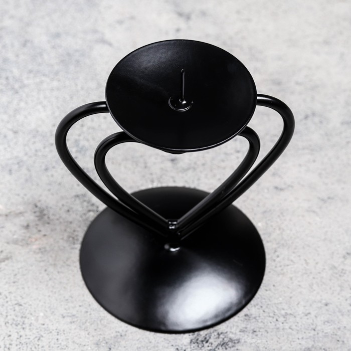 Подсвечник "Гламур" металл на 1 свечу, 9х10,2 см, чёрный