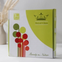 Набор столовый &laquo;Мехенди&raquo;, 7 предметов: d=30 см - 1 шт, d=18 см - 6 шт, цвет зелёный с жёлтым