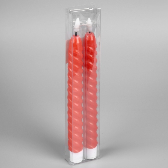 Набор светодиодных свечей, красные, 2 × 25 × 2 см, пластик, воск, батарейки АААх2 (не в комплекте), свечение тёплое белое, 2 шт. Набор светодиодных свечей, красные, 2 × 25 × 2 см, пластик, воск, батарейки АААх2 (не в комплекте), свечение тёплое белое, 2 шт.