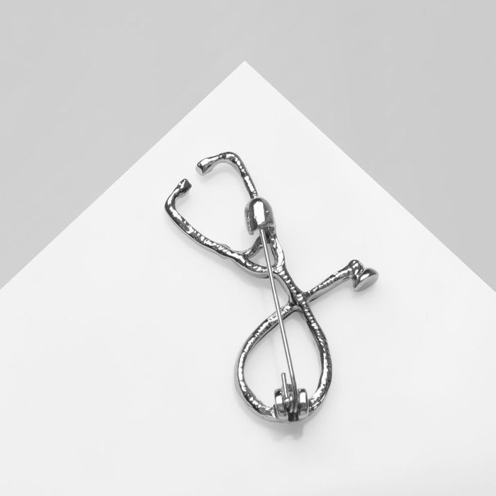 Брошь &laquo;Стетоскоп&raquo;, цвет чёрный в серебре