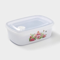 Набор ланч-боксов пластиковых &laquo;Розы&raquo;, 4 шт: 400 мл, 650 мл, 1 л, 1,5 л, цвет белый