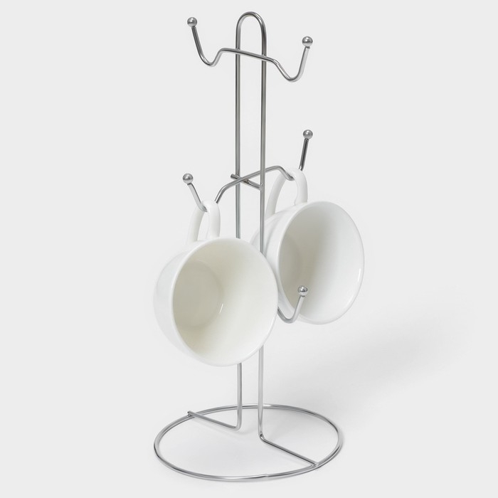 Подставка для кружек на 6 предметов Доляна, 13,5&times;13,5&times;30 см, цвет серый