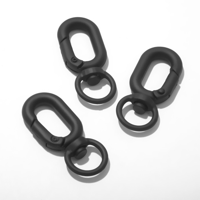 Карабин &laquo;Овал&raquo; с кольцом 3,8&times;1,7&times;0,45 см (набор 3 шт.), цвет матовый чёрный