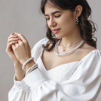 Браслет 3 ряда &laquo;Жемчужина&raquo; шар № 4,5,6, цвет белый, d=7 см