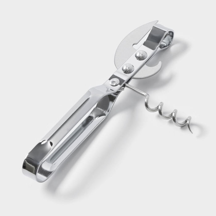 Открывашка - штопор Доляна &laquo;Помощник&raquo;, 14 см, цвет серебристый