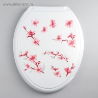 Сиденье для унитаза с крышкой Росспласт &laquo;Декор. Сакура&raquo;, 46&times;36 см, цвет белый