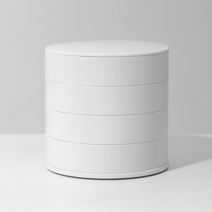 Подставка универсальная "Шкатулка" круглая, 4 секции, 10*10*10см, цвет белый