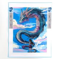 Алмазная вышивка с частичным заполнением на холсте &laquo;Девочка и дракон&raquo;, 30 х 40 см
