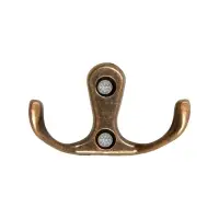 Крючок мебельный ТУНДРА TKd=004, двухрожковый, медь, 200 шт.