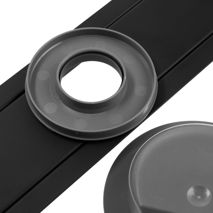 Трап ZEIN engr, c флaнцeм свободного вращ 360&deg;, 7*50 см, d=40/50 мм, нерж сталь, черный