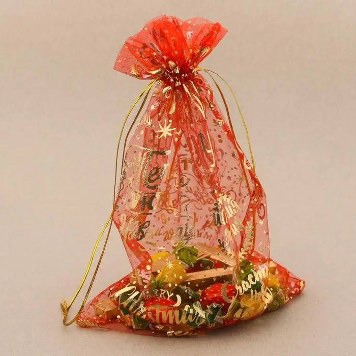Мешочек подарочный органза Happy new year, 20 х 30 см +/- 1.5 см
