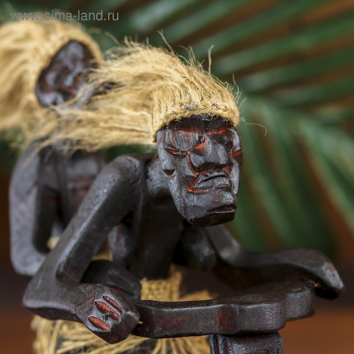 Сувенир дерево "Аборигены парочка на мотоцикле" 20х20х10 см