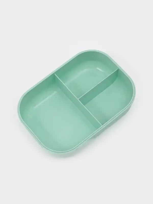 Ланч-бокс , 3 отделения, вилка и ложка, размер 22х16х6,5 см, цвет ментоловый