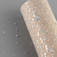 Фатин с блёстками, 15 см, 23 &plusmn; 1 м, 11 &plusmn; 1 г/кв.м, цвет бежевый №37