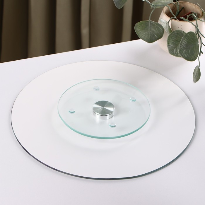 Подставка стеклянная для торта вращающаяся Доляна &laquo;Макаруны&raquo;, d=32 см ㅤ