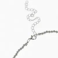 Колье "Сердце" водопад с бусинами, цвет серебро