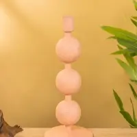 Подсвечник на 1 свечу "Пудровый" с 3 сферами 10х10х25 см