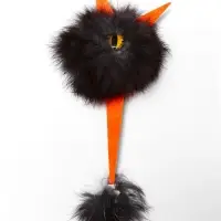 Дразнилка-удочка  из меха кролика "Монстрик" на деревянной палочке