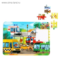 Пазл в рамке &laquo;Полезные машины&raquo;, 34 детали + раскраска