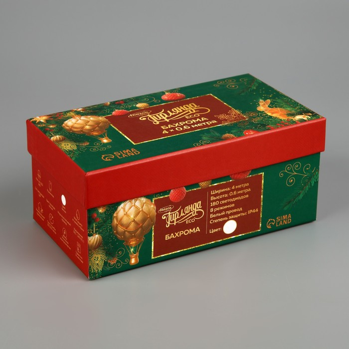 Гирлянда &laquo;Бахрома&raquo; 4 &times; 0.6 м, IP44, белая нить, 180 LED, свечение белое, 8 режимов, 220 В