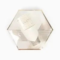 Набор посуды для праздника на 12 персон, белый с золотом (тарелки 23 см, стакан 250 мл)