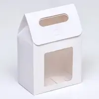 Коробка-пакет с окном, белый, 20&times;14&times;8 см