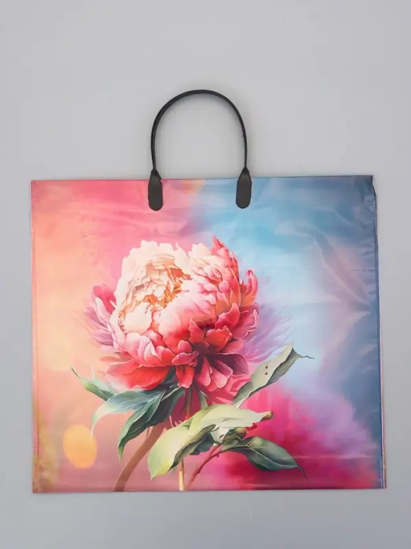 Пакет "Цветы ассорти", полиэтиленовый с пластиковой ручкой, 38 х 34 + 3 см, 90 мкм