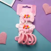 Набор для волос "София" (4 резинки, 2 зажима) бантик карамельки, розовый